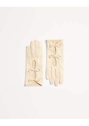 Valentino Garavani VLogo Signature Nappa Leather Gloves With Bows Woman BUTTER 6