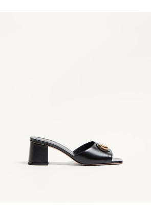 Valentino Garavani Vlogo Signature Slide Sandal In Calfskin 60Mm Woman BLACK 35
