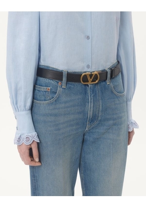 Valentino Garavani VLogo Signature Reversible Shiny Calfskin Belt - 30Mm / 1.2 In. Woman BLACK/RED 065