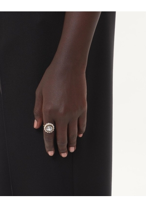 Valentino Garavani Vlogo Signature Ring In Metal, Enamel And Crystals Woman GOLD/BLACK/CRYSTAL 11