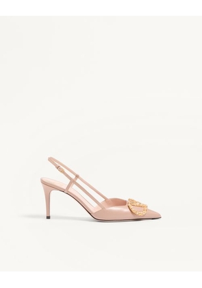 Valentino Garavani Vlogo Signature Slingback Calfskin Pump With Jewel Logo 80Mm Woman ROSE CANNELLE 35