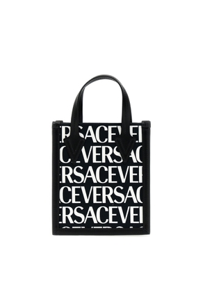 Versace Allover Logo Printed Crossbody Bag - Black