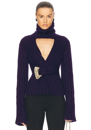 AREA Twisted Turtleneck Sweater in Midnight Blue - Navy. Size XL (also in ).