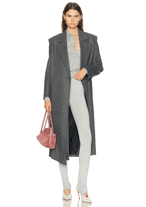 THE ATTICO Long Coat in Dark Grey - Grey. Size 36 (also in 38, 40, 42, 44).