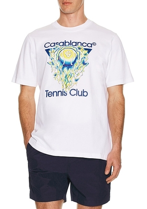 Casablanca Tennis Club Icon Classic T-Shirt in Bright White - White. Size L (also in S, XL/1X, XXL/2X).