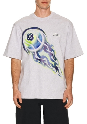 Casablanca Flaming Tennis Ball Oversized T-Shirt in Flaming Tennis Ball - Grey. Size L (also in M, S, XL/1X, XXL/2X).