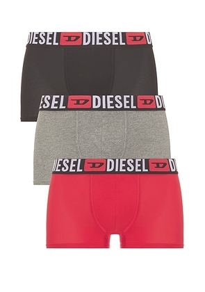 Diesel Three-pack Of All Over Logo Waist Boxers in Black  Red  & Grey - Red,Black. Size L (also in M, S, XL/1X, XXL/2X).