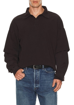 AGOLDE Curren Doublesleeve Polo in Elysian - Brown. Size L (also in M, XL/1X).