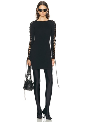 Balenciaga Lace Up Long Sleeve Dress in Black - Black. Size M (also in XS).