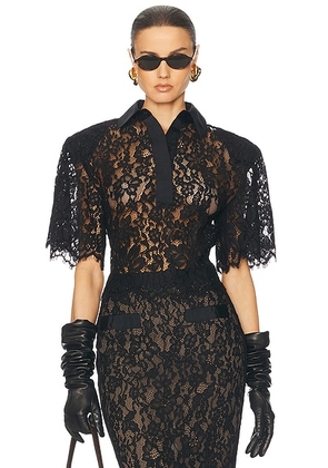 Helsa The Lace Shirt With Shoulder Pad in Black - Black. Size S (also in ).