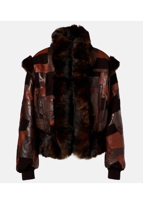 Chloe Shearling-trimmed leather bomber jacket