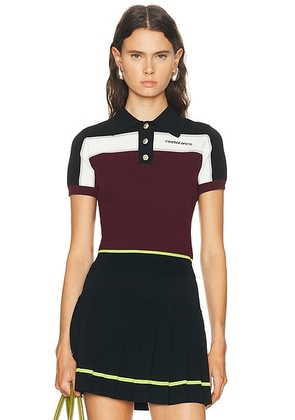 Casablanca Striped Polo Shirt in Burgundy - Black,Burgundy. Size L (also in M, S, XS).