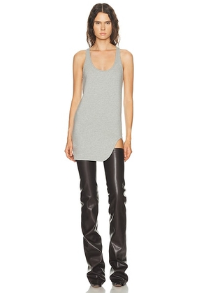 THE ATTICO Tank High Slit Mini Dress in Melange Grey - Light Grey. Size 38 (also in 40, 42, 44).
