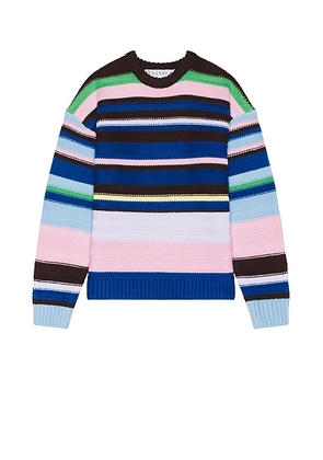 JW Anderson Multi Stripe Crew Neck Jumper in Blue & Multi - Blue. Size L (also in ).