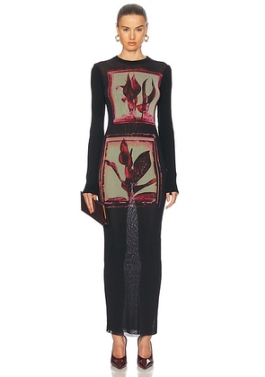 Jean Paul Gaultier Flowers Cadres Long Dress in Black  Pink  & Mint - Black. Size XS (also in ).