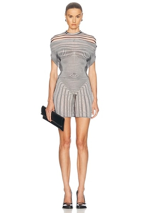Jean Paul Gaultier Mariniere Body Morphing Short Dress in White & Black - Black,White. Size XL (also in ).