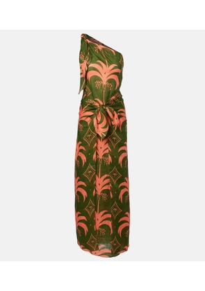 Johanna Ortiz Asymmetric printed linen midi dress