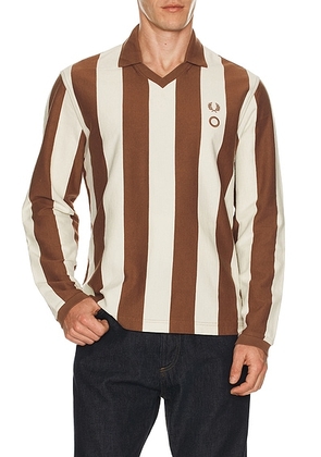 Fred Perry x Craig Green Heavy Weight Long Sleeve Polo Shirt in Uniform Brown - Brown. Size L (also in M, S, XL/1X).