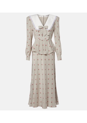 Alessandra Rich Floral polka-dot silk maxi dress