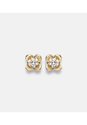 Stone and Strand Clover Mini 14kt gold earrings with diamonds