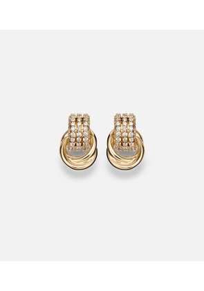 Stone and Strand Forme Knot 14kt gold earrings with diamonds