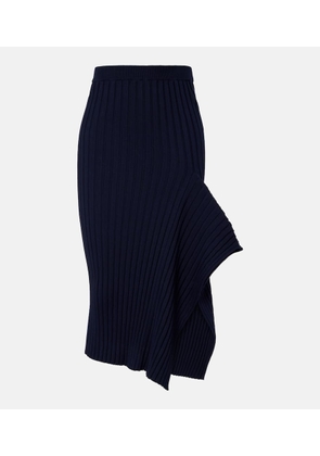 Stella McCartney Ribbed-knit ruffled cotton midi skirt