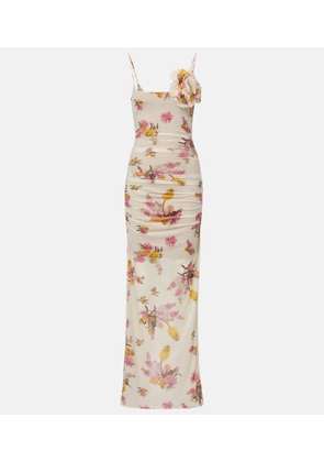 Blumarine Floral-applique floral jersey maxi dress