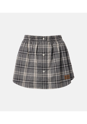 Miu Miu Plaid cotton flannel miniskirt