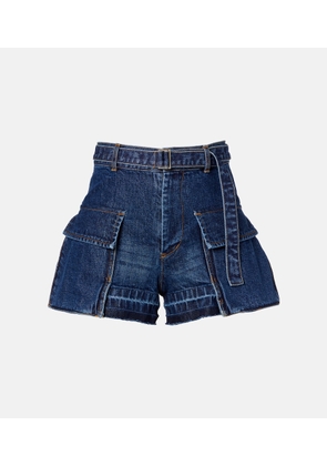 Sacai Belted denim shorts