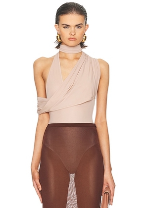 Maygel Coronel Verve One Piece Bodysuit in Petalo - Taupe. Size all.