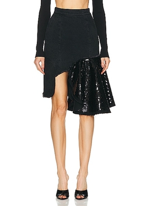 RTA Asymmetrical Skirt in Black Sequin - Black. Size 4 (also in ).