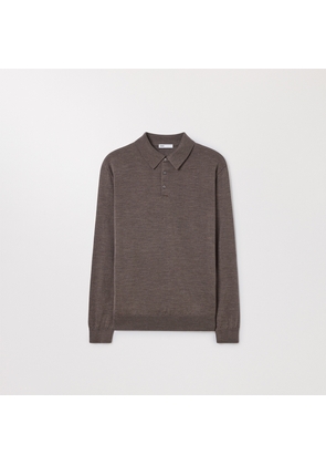 The Merino Wool Polo Brown Melange