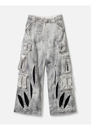Waxed White Cargo Trousers
