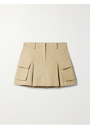 The Frankie Shop - Audrey Pleated Cotton-twill Mini Skirt - Neutrals - x small,small,medium,large,x large