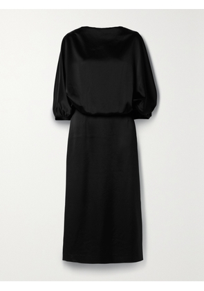 TOTEME - Draped Satin Midi Dress - Black - DK34,DK36,DK38,DK40