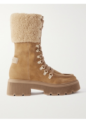 BOGNER - Turin Shearling-trimmed Suede Boots - Brown - IT35,IT36,IT37,IT38,IT39,IT40,IT41,IT42