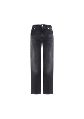 7FOR Black Cotton Straight-Leg Jeans - 26