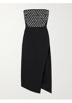 DAVID KOMA - Strapless Embellished Stretch-cady Midi Dress - Black - UK 6,UK 8,UK 10,UK 12