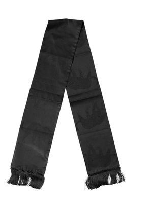 Dolce & Gabbana Black Satin Silk Fringes Neck Foulard Scarf