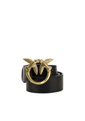 PINKO Black Calf Leather Bos Taurus Belt - L