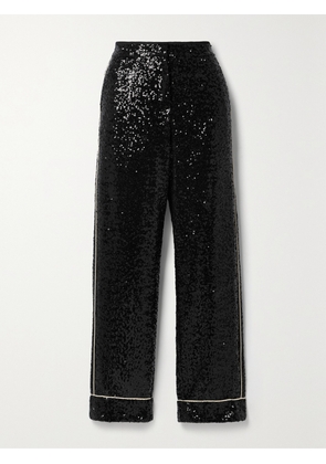 IN THE MOOD FOR LOVE - Loren Sequined Tulle Straight-leg Pants - Black - x small,small,medium,large,x large