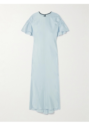 Victoria Beckham - Gathered Satin Midi Dress - Blue - UK 6,UK 8,UK 10,UK 12