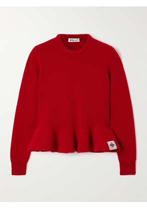 BALLY - Ruffled Appliquéd Wool Sweater - Red - IT36,IT38,IT40,IT42,IT44,IT46,IT48