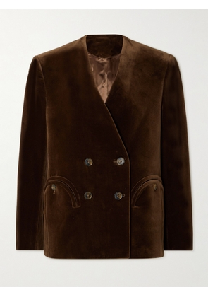BLAZÉ Milano - Double-breasted Cotton-velvet Blazer - Brown - 00,1,2,3,4