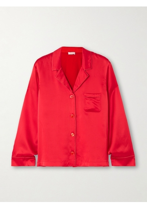 Eres - Convive Piped Silk-satin Pajama Shirt - Red - FR 36,FR 38,FR 40,FR 42,FR 44