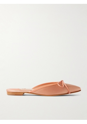 Manolo Blahnik - Ballerimu Bow-detailed Leather-trimmed Satin Mules - Neutrals - IT36,IT36.5,IT37,IT37.5,IT38,IT38.5,IT39,IT39.5,IT40,IT40.5,IT41,IT41.5,IT42