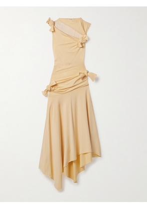 Acne Studios - Asymmetric Knotted Cutout Stretch-crepe Midi Dress - Yellow - xx small,x small,small,medium,large