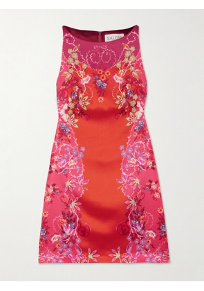 Saloni - Alba-b Printed Silk-blend Satin Mini Dress - Pink - UK 4,UK 6,UK 8,UK 10,UK 12,UK 14,UK 16