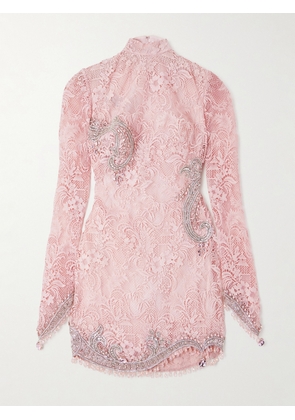 Georges Hobeika - Embellished Silk-blend Guipure Lace Mini Dress - Pink - FR 34,FR 36,FR 38,FR 40