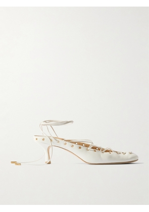 Chloé - Ghilies Lace-up Leather Pumps - White - IT36,IT37,IT37.5,IT38,IT38.5,IT39,IT39.5,IT40,IT41